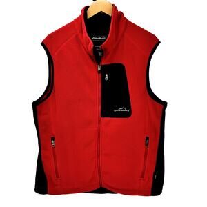Eddie Bauer Jacket Mens Large Red 365 Windcutter Fleece Full Zip Vest Outdoor